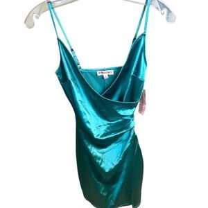 Shiny Teal Green Mini Dress NYE ready! size Small NEW WITH TAGS